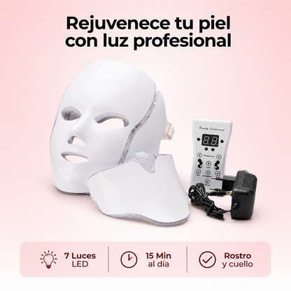 Dispositivo LED Fotón Rejuvenecedor | Máscara Facial y Cuello | Iluminación y Antiedad